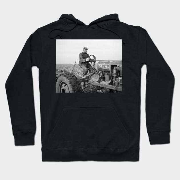 Farmer Driving Tractor, 1937. Vintage Photo Hoodie by historyphoto